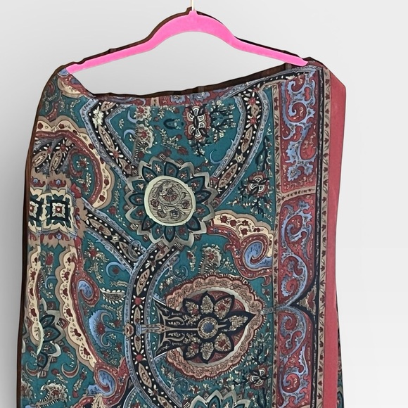 Gorgeous Silk Paisley Floral Scroll Pattern Coldwater Creek Silk Wrap Skirt XL - Picture 2 of 6